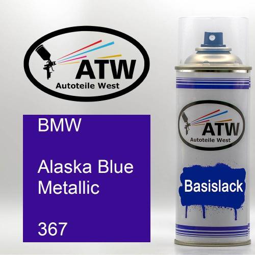 BMW, Alaska Blue Metallic, 367: 400ml Sprühdose, von ATW Autoteile West.